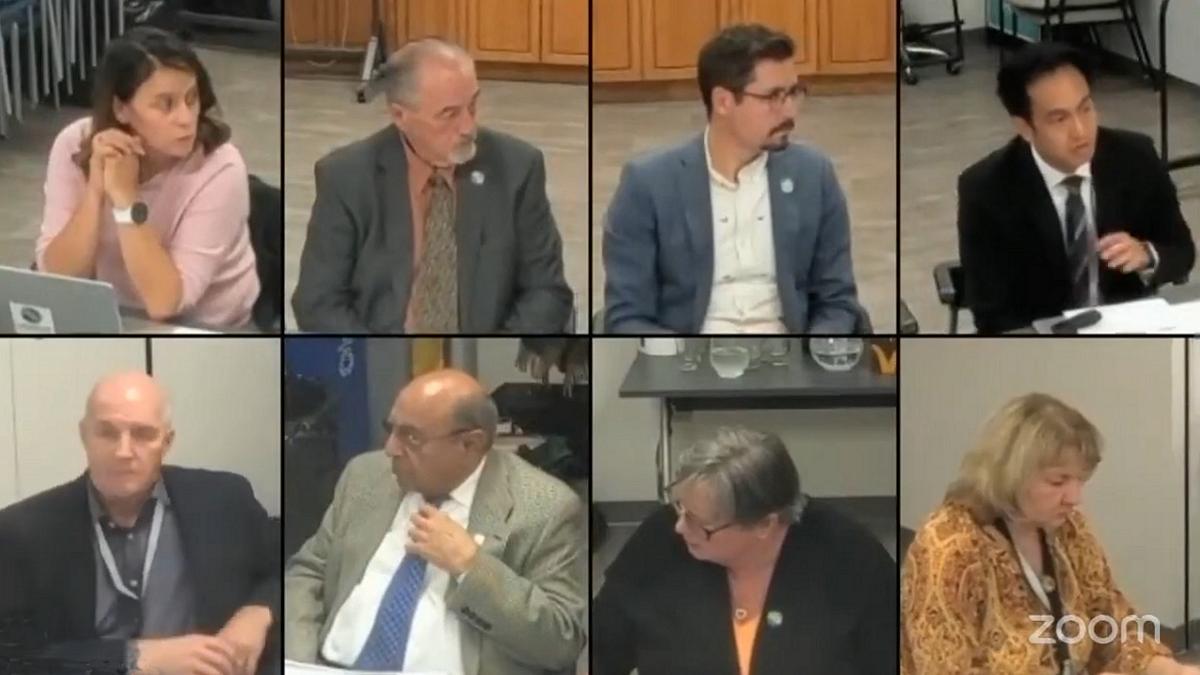 Lakelands Public Health's associate medical officer of health Dr. Maxwell Tran (top right) provided an update on the fall respiratory illness season to the board of health during its meeting in Port Hope on October 21, 2026. (kawarthaNOW screenshot of YouTube video)
