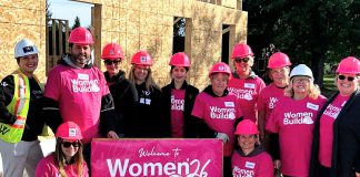 A few of the more than 60-plus men and women who volunteered during the Women Build event hosted by Habitat for Humanity Peterborough & Kawartha Region (Habitat PKR) from September 21 to 24, 2026 in Norwood, where Habitat PKR is constructing three affordable homes for local families. (Photo courtesy of Habitat PKR)