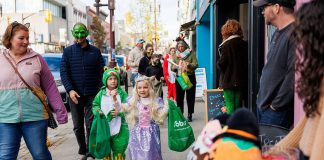 Participants in the 2025 Halloween in the Booro event in downtown Peterborough. The Peterborough Downtown Business Improvement Area (DBIA) is bringing the family-friendly event back for 2026 on Saturday, October 24 from 4 to 6 p.m., followed by a free screening of the 2015 horror comedy "Goosebumps" at Quaker Foods City Square. (Photo courtesy of Peterborough DBIA)