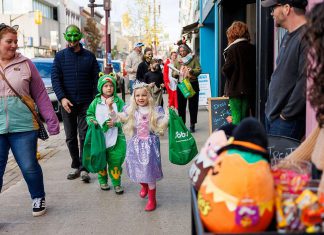 Participants in the 2025 Halloween in the Booro event in downtown Peterborough. The Peterborough Downtown Business Improvement Area (DBIA) is bringing the family-friendly event back for 2026 on Saturday, October 24 from 4 to 6 p.m., followed by a free screening of the 2015 horror comedy "Goosebumps" at Quaker Foods City Square. (Photo courtesy of Peterborough DBIA)