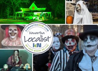 Kawartha Localist: Have a spooktacular Halloween at these 13 events across the greater Kawarthas region This week's edition of kawarthaNOW's "Kawartha Localist" editorial series highlights 13 Halloween-related events across the greater Kawarthas region, including Haunted Halloween for Kids at Hutchison House in Peterborough, Ghouly Goat Spooktacular at Haute Goat in Port Hope, Haunted Halloween Forest at Winterdance Dogsled Tours in Haliburton County, Project Skyharvest at Escape Maze in Otonabee-South Monaghan, Halloween in Haliburton, Chaos Carnival's "The Dark Circus" forest walk, and more. (kawarthaNOW collage)
