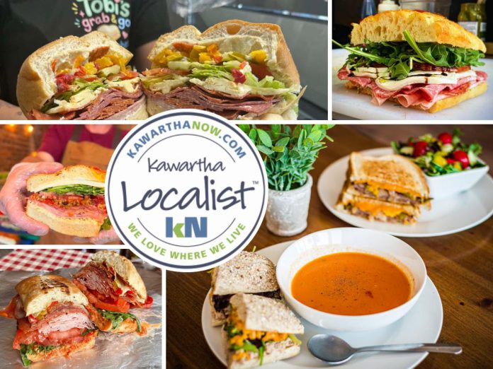 This week's edition of kawarthaNOW's "Kawartha Localist" editorial series features 10 must-try sandwiches across the greater Kawarthas region as selected by our readers, including at The Grape and Wedge in Apsley, Muster Point in Bobcaygeon, Mindful Crowe Lunchbox in Marmora, Milk and Honey Eatery in Lindsay, Tobi's Grab and Go Sandwiches in Bancroft, the Cardiff Country Store, Corner Bites Eatery in Lindsay, Sam's Place in Peterborough, The Counter on King in Colborne, and Wattle & Daub in Bancroft. (kawarthaNOW collage) This week's edition of kawarthaNOW's "Kawartha Localist" editorial series features 10 must-try sandwiches across the greater Kawarthas region as selected by our readers, including at The Grape and Wedge in Apsley, Muster Point in Bobcaygeon, Mindful Crowe Lunchbox in Marmora, Milk and Honey Eatery in Lindsay, Tobi's Grab and Go Sandwiches in Bancroft, the Cardiff Country Store, Corner Bites Eatery in Lindsay, Sam's Place in Peterborough, The Counter on King in Colborne, and Wattle & Daub in Bancroft. (kawarthaNOW collage)