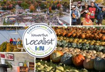 This edition of kawarthaNOW's "Kawartha Localist" editorial series features 14 family-friendly activities and destinations across the greater Kawarthas region for the Thanksgiving long weekend, including the Fenelon Falls Turkey Trot and the Northumberland Turkey Trot, Duff Acres in Keene, the Buckhorn Harvest Craft Show, Back Forty Farmstead near Bancroft, the Norwood Fall Fair, Harvest Market in Stirling and other local farmers' markets, Bobcaygeon Brewing Company and Kawartha Dairy, Sir Sam's in Haliburton County, Robin's Nest Farm Market in Warkworth, Ganaraska River in Northumberland County, Leahy's Farm and Market in Douro-Dummer, Frosted Flour Co. in Port Hope, and more. (kawarthaNOW collage)