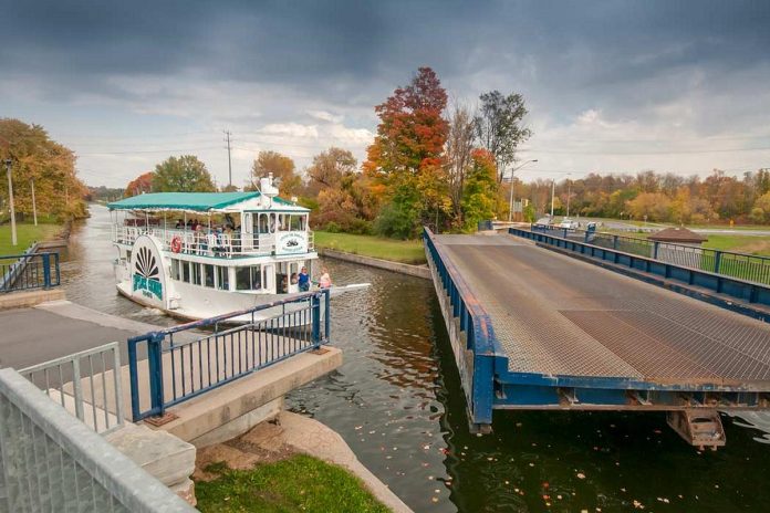 Parks Canada is closing the Maria Street Swing Bridge in Peterborough, which connects Maria Street to Ashburnham Drive, for around 12 months starting on December 7, 2026 so that the bridge can be replaced. Pictured is the bridge before traffic lights were installed at the intersection of Maria Street and Ashburnham Drive to manage the increasing flow of traffic. (Photo: Parks Canada)