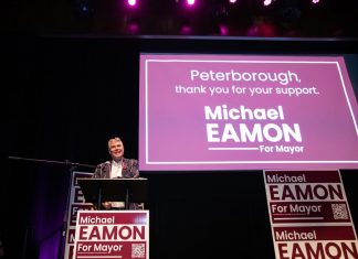 Unofficial election results for 17 municipalities across the greater Kawarthas region Peterborough's mayor-elect Michael Eamon celebrates his victory at Market Hall Performing Arts Centre on October 26, 2026. Eamon is one of several new mayors across the greater Kawarthas region, with some incumbent mayors losing their seats. (Photo: Jordan Lyall / kawarthaNOW)