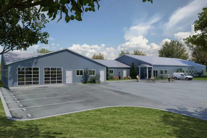 The first phase of the Northumberland Humane Society's Built on Second Chances — Where Animals Find Their Way Home capital campaign is the construction of a new Animal Care & Adoption Centre that will provide expanded and improved housing for dogs, cats, and small animals, quieter and better-ventilated animal care spaces, dedicated areas for intake, isolation, and medical care, welcoming adoption and meet-and-greet spaces, accessible public areas and washrooms, and improved facilities for the staff and volunteers who provide care every day. Construction was officially launched on October 6, 2026 and is expected to be completed in August 2027. (Rendering courtesy of Northumberland Humane Society)