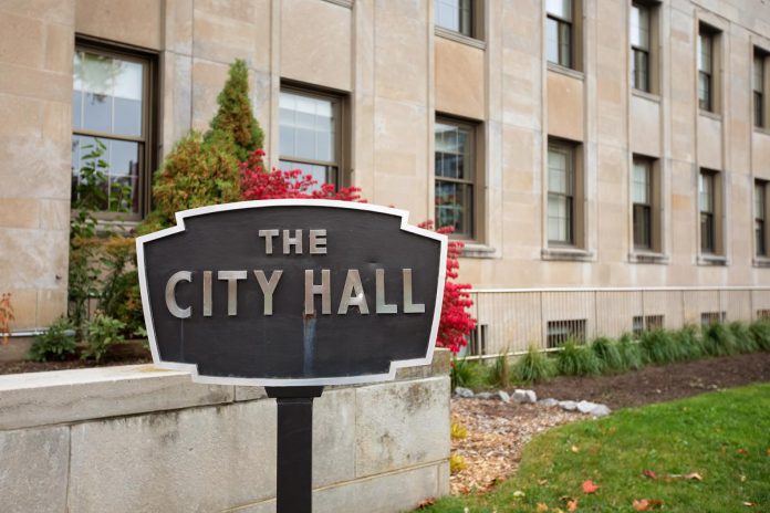 The Peterborough City Hall sign. (Photo: Jordan Lyall / kawarthaNOW) The Peterborough City Hall sign. (Photo: Jordan Lyall / kawarthaNOW)