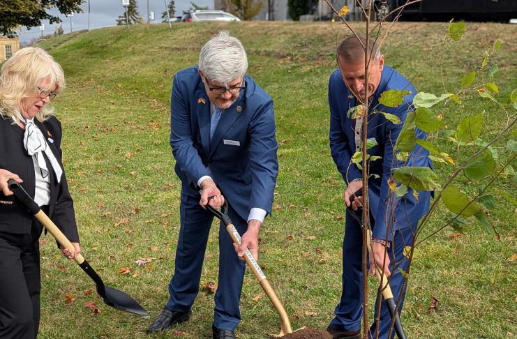 Peterborough County signs twinning agreement with Ukrainian municipality of Drohobych Peterborough County warden Bonnie Clark, Ukraine's ambassador to Canada Andrii Plakhotniuk, and Drohobych mayor Taras Kuchma plant a commemorative white birch representing friendship and cooperation outside the Peterborough County Courthouse on October 14, 2026 following the signing of a twinning agreement between Peterborough County and the western Ukraine municipality, which includes the cities of Drohobych and Stebnyk along with 32 villages. (Photo: Peterborough County)