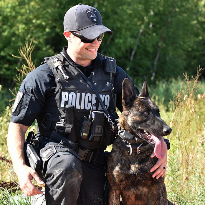 Peterborough police constable Dillon Wentworth and Gryphon. (Photo: Peterborough Police Service)