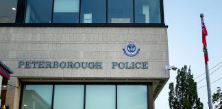 The Peterborough Police Service's headquarters at 500 Water Street in downtown Peterborough. (Photo: Jordan Lyall / kawarthaNOW)
