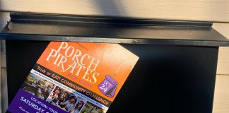 Volunteers with Kawartha Food Share are delivering flyers to homes across the City of Peterborough in advance of this year's "Porch Pirates for Good" fall food drive on October 24, 2026. Residents are asked to leave a bag or box of non-perishable food items on their front porch by 9 a.m. on Saturday morning. Attach the flyer to the donation or otherwise mark it so volunteers collecting the donation can easily spot it from the street. (Photo: Kawartha Food Share / Facebook)