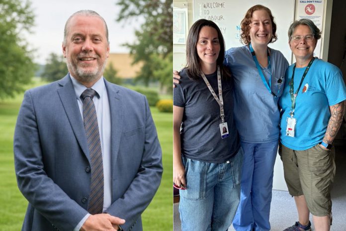 Dan Hughes, a criminal lawyer and duty counsel with Peterborough Community Support Court, and Chrysalis Outreach Midwives (Krysta Moland, Dr. Kate Gerster, and Kirsten Schmidt-Chamberlain) are two of the four "Rebels" being honoured at the Elizabeth Fry Society of Peterborough's annual "Rebel with a Cause" fundraiser on October 28, 2026. The other two Rebels are Jordanne McLaren of Kawartha Sexual Assault Centre and outdoor retailer Wild Rock Outfitters. (Photos courtesy of Elizabeth Fry Society of Peterborough)